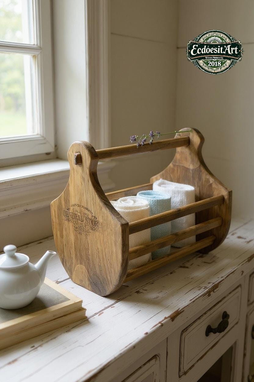 Handmade Wooden Garden Harvesting Basket - Farmhouse Decor Tote