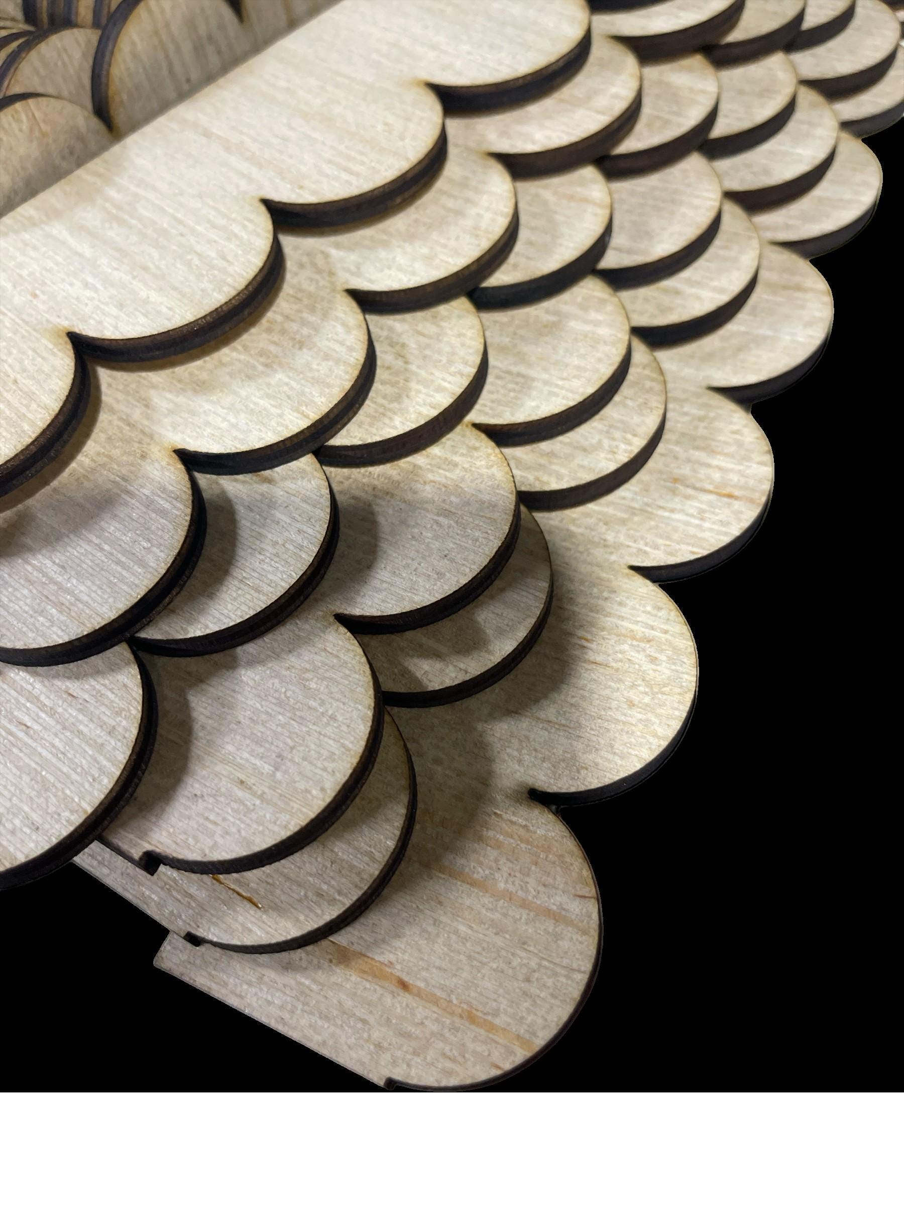 Laser-Cut Scalloped Birch Plywood Trim: DIY Wall Decor, 6 Pieces