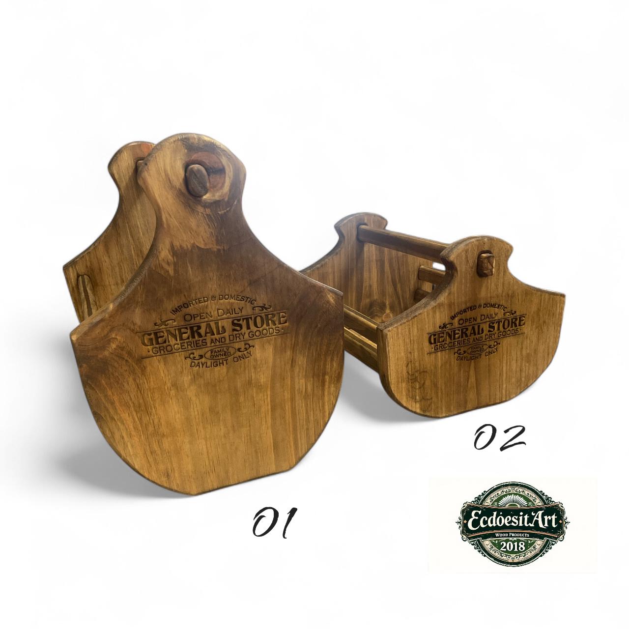 Handmade Wooden Garden Harvesting Basket - Farmhouse Decor Tote