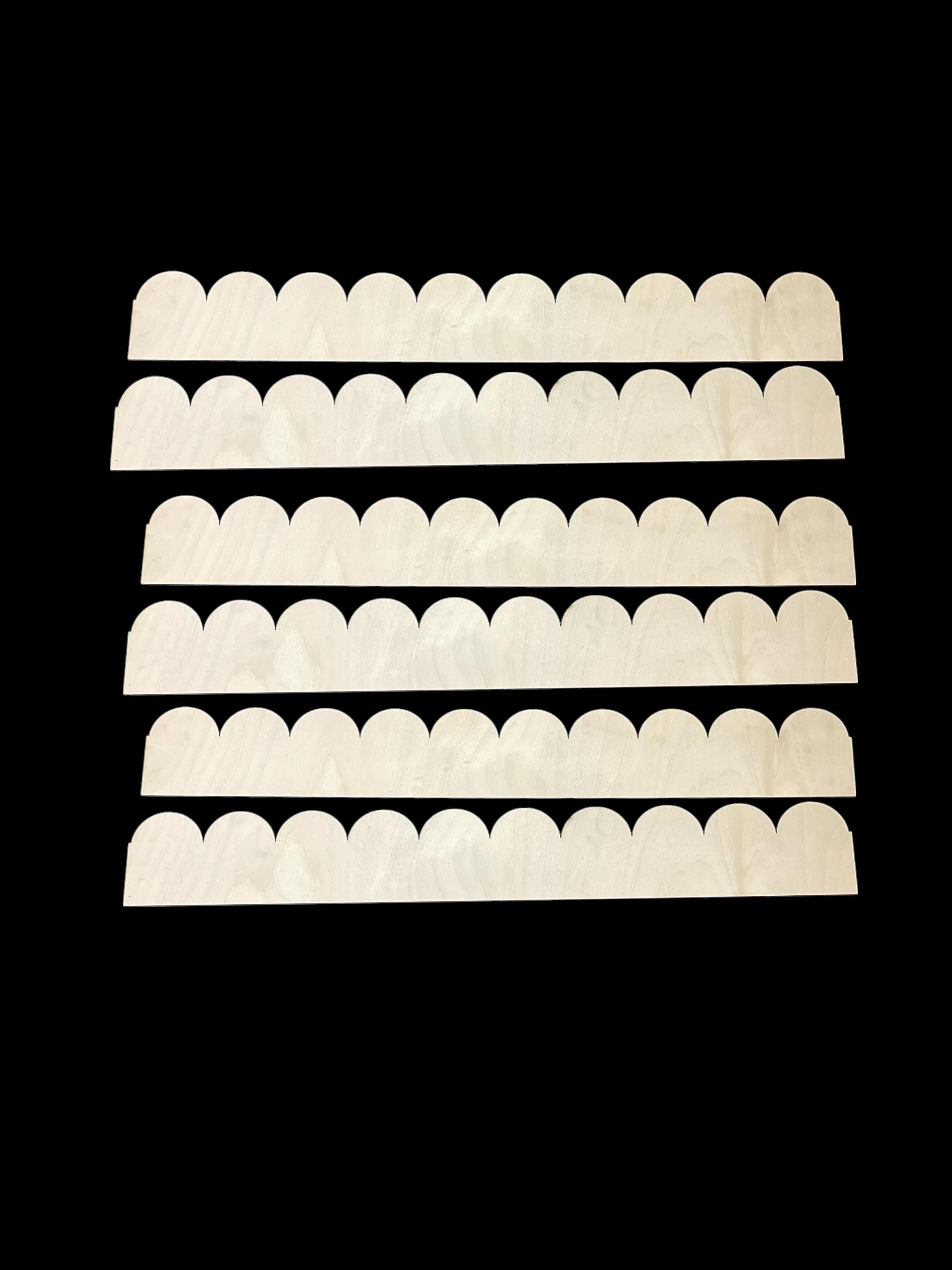 Laser-Cut Scalloped Birch Plywood Trim: DIY Wall Decor, 6 Pieces