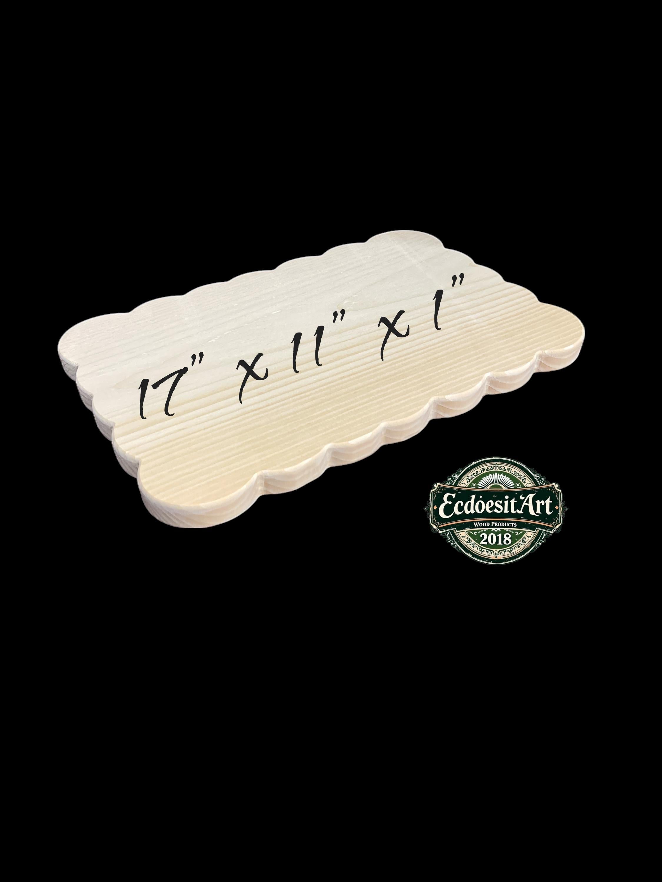 Scalloped Charcuterie Board, Natural Wood Harvest Board