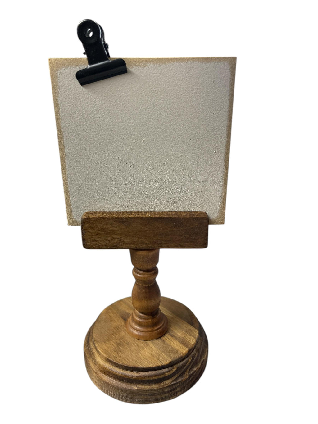 Rustic Wooden Pedestal Holder for Picture, Note,  Table Number, Wedding Decor, Photo Display Stand