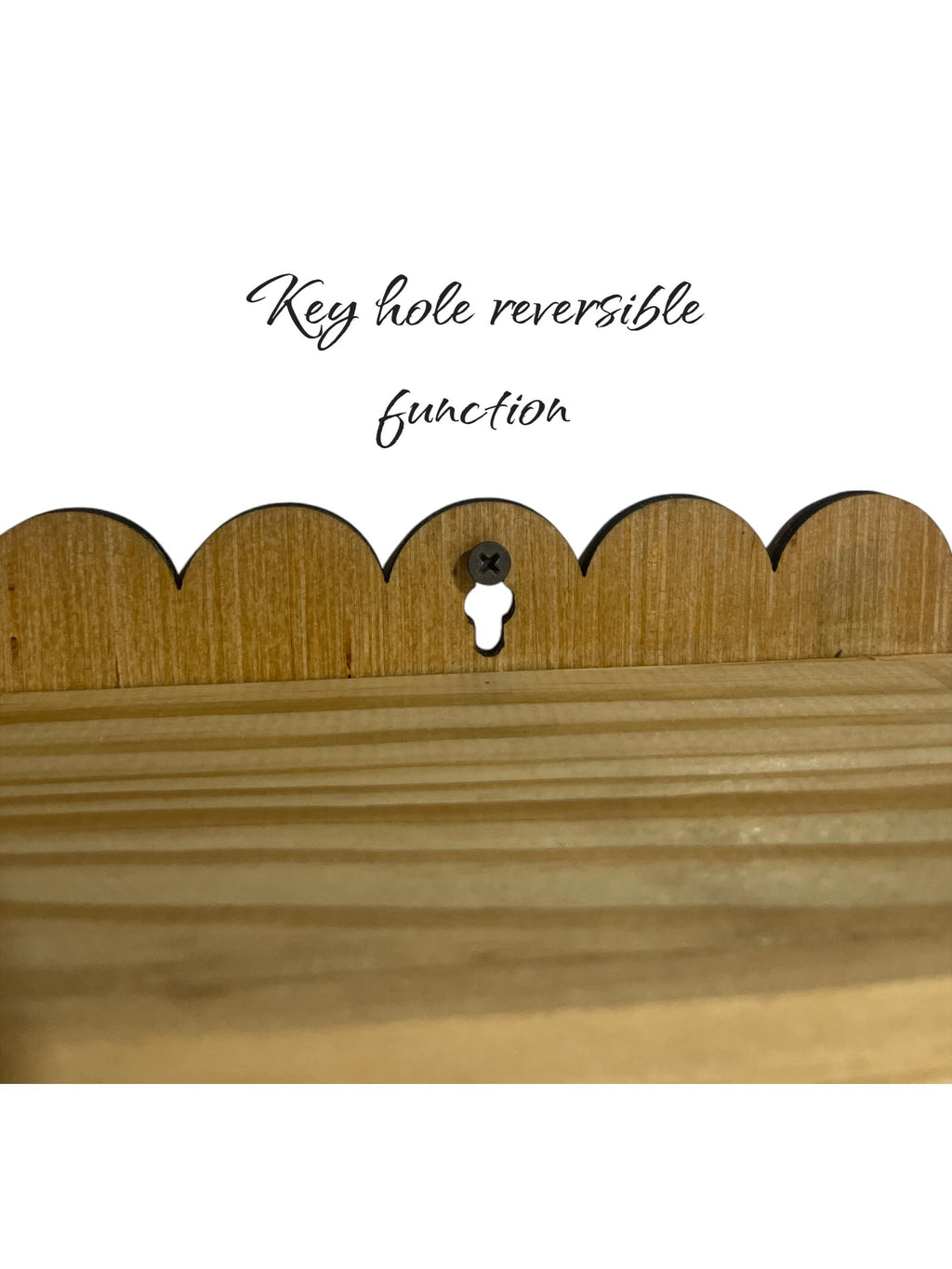 Scalloped bobbin floating Shelf: Nursery Bookshelf, "Flip-able"