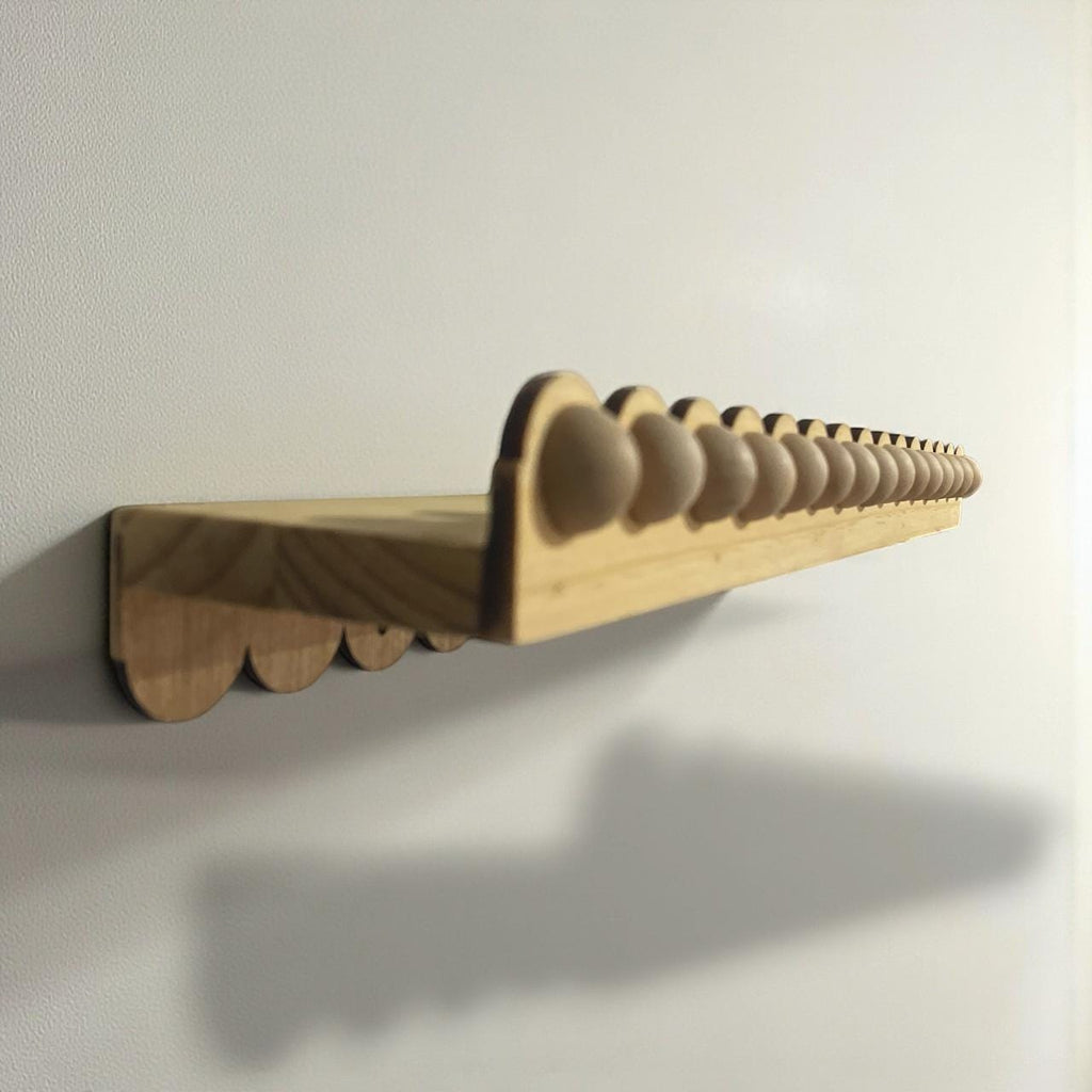 Scalloped bobbin floating Shelf: Nursery Bookshelf, "Flip-able"