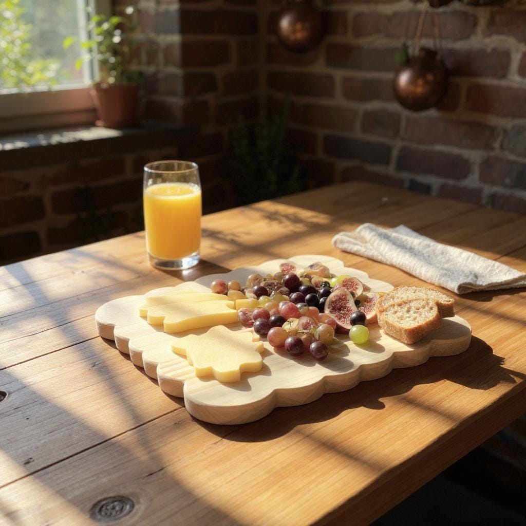 Scalloped Charcuterie Board, Natural Wood Harvest Board