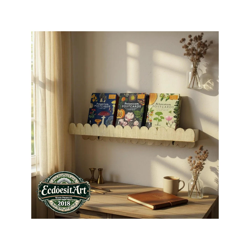 Scalloped floating Shelf: Nursery Bookshelf, Reversible, "Flip-able"