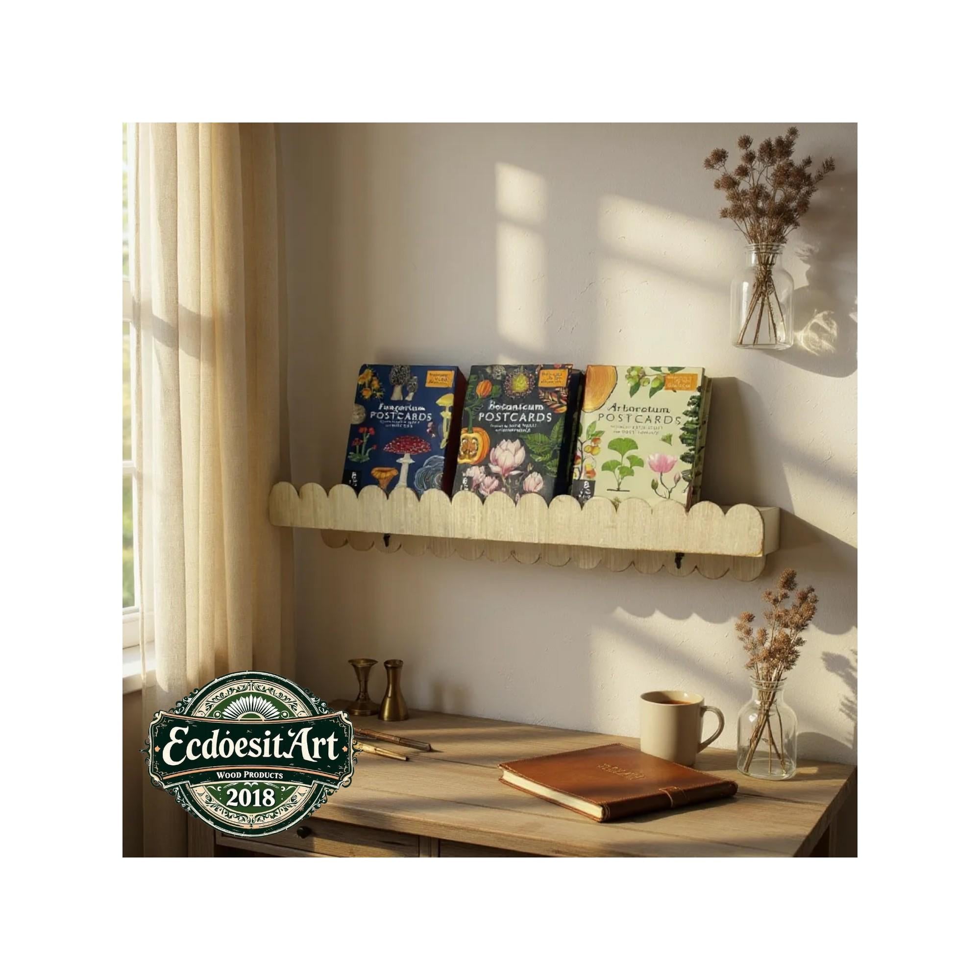 Scalloped floating Shelf: Nursery Bookshelf, Reversible, "Flip-able"