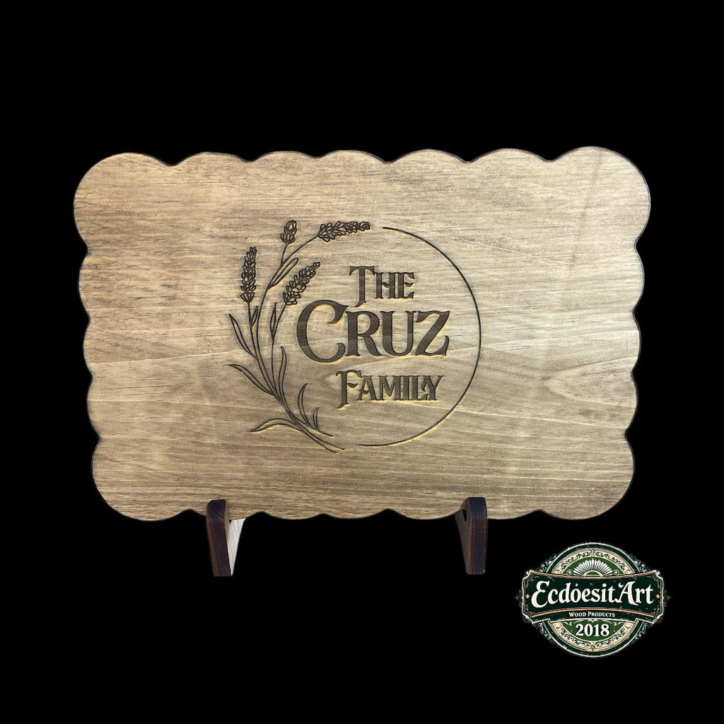 Scalloped Charcuterie Board, Natural Wood Harvest Board