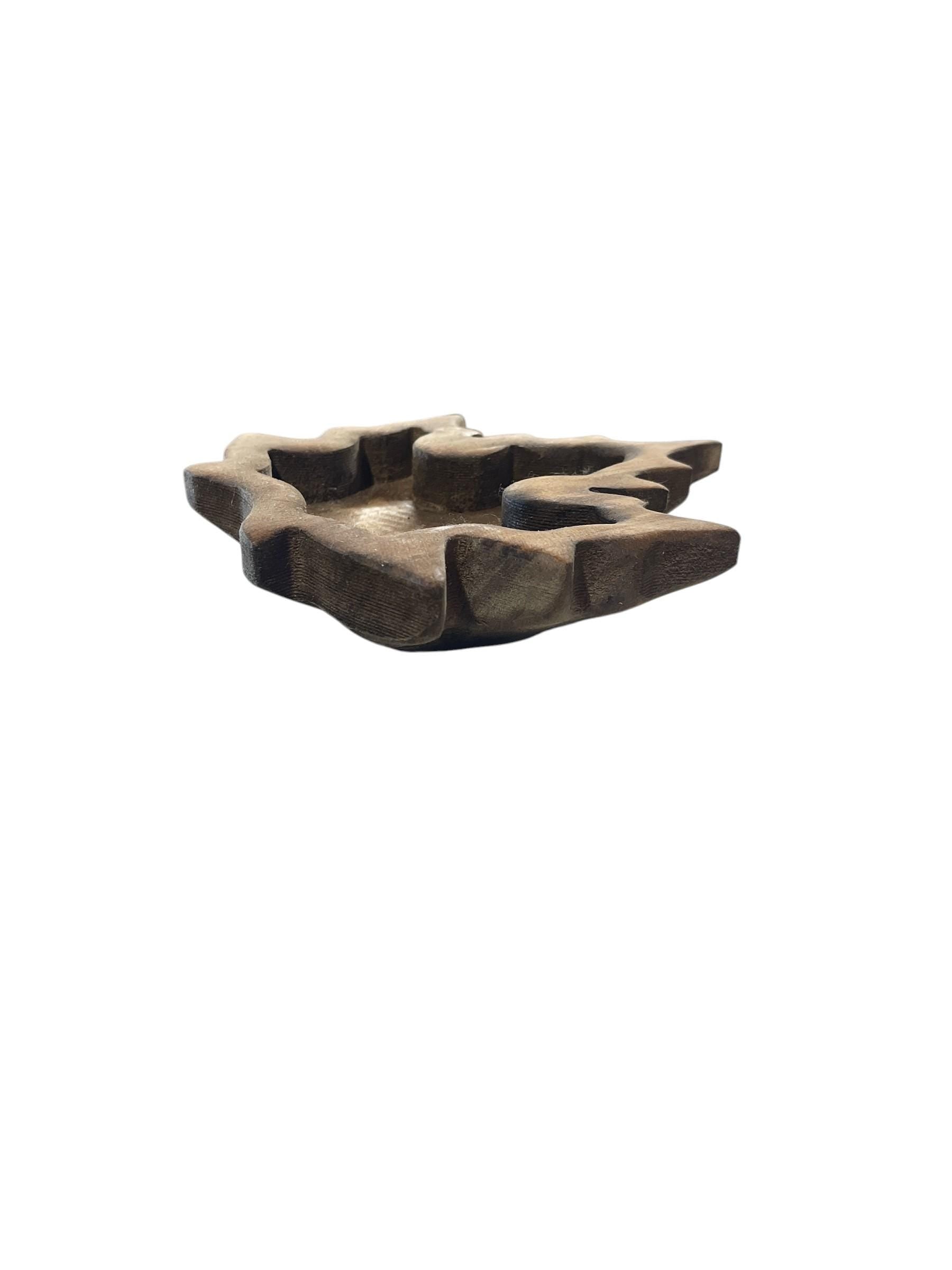 Hand Carved Pine Wood Mini Bowl - Maple Leaf Shape