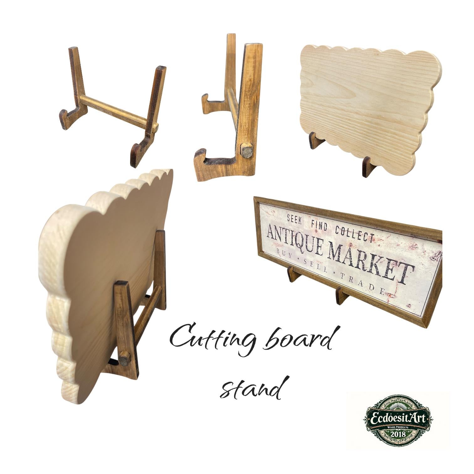 Wood Cutting Board Display Stand, Charcuterie  Holder,  Serving Platters Organizer