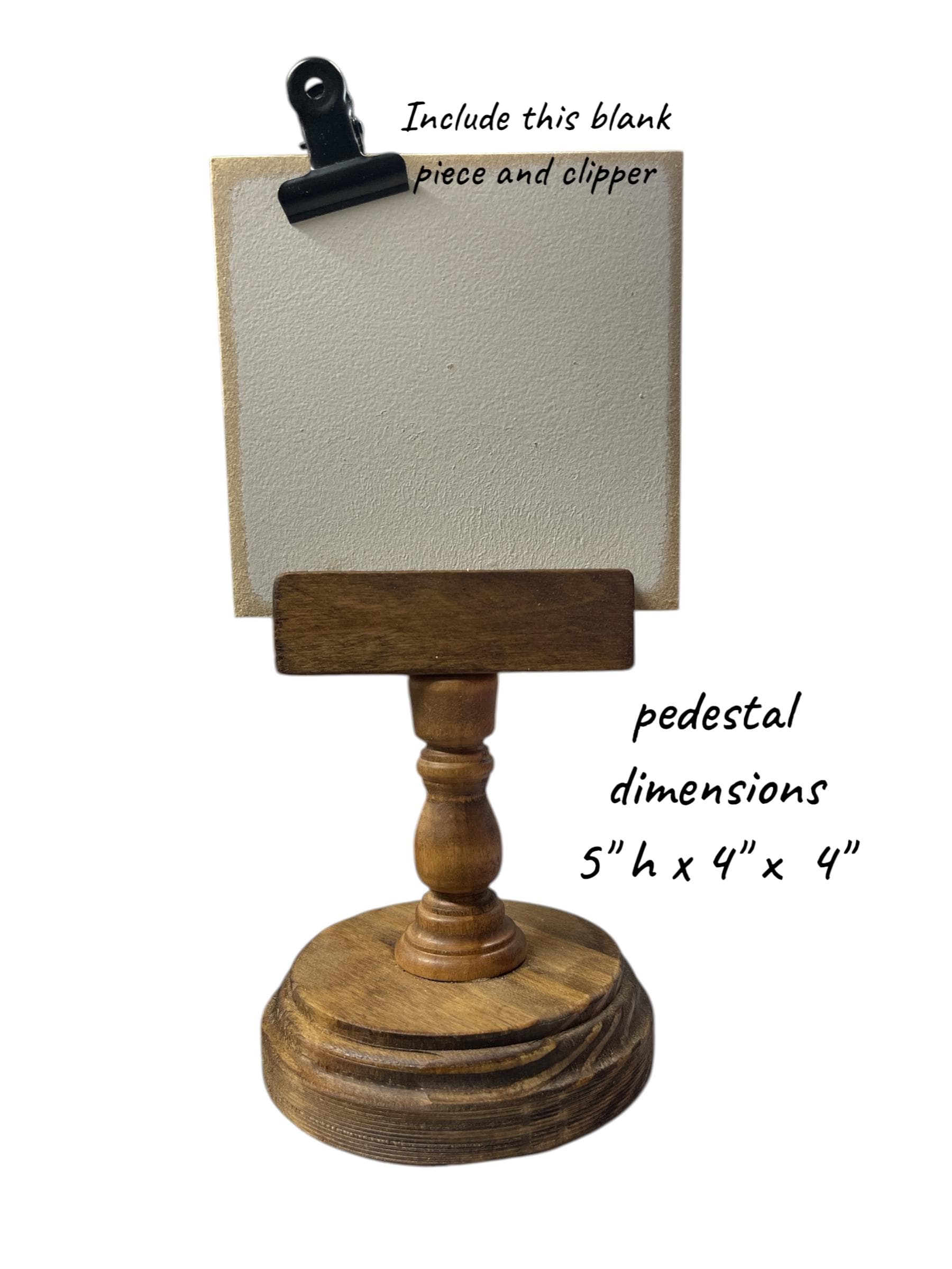 Rustic Wooden Pedestal Holder for Picture, Note,  Table Number, Wedding Decor, Photo Display Stand