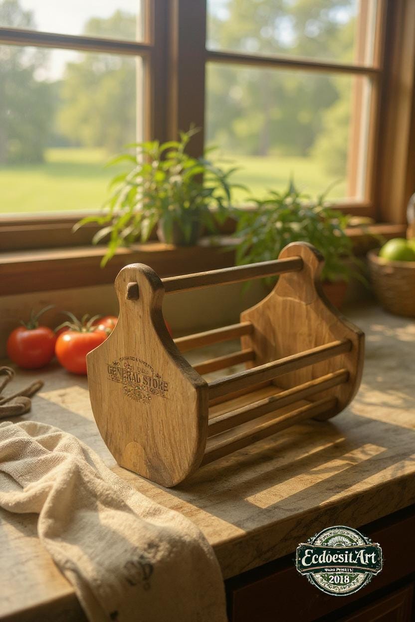 Handmade Wooden Garden Harvesting Basket - Farmhouse Decor Tote