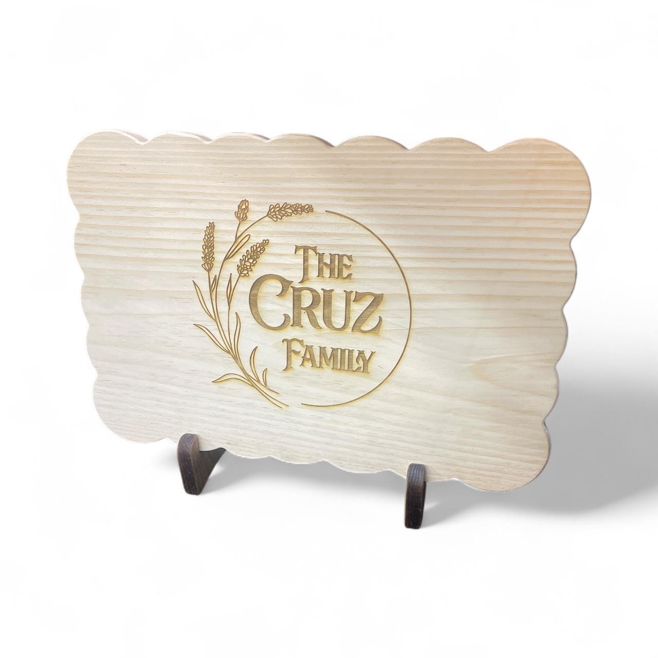 Scalloped Charcuterie Board, Natural Wood Harvest Board