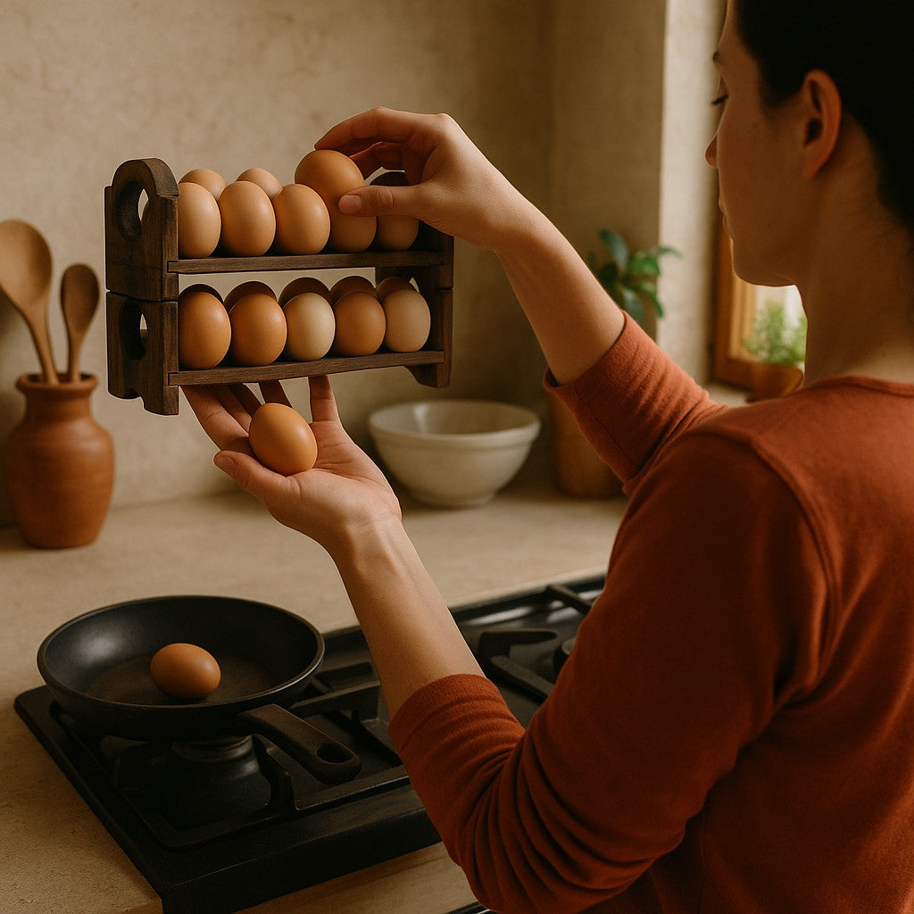 Egg Bed Tray - Stackable Shelf Display Holder for Kitchen - Farm Fresh Storage - Decor Stand
