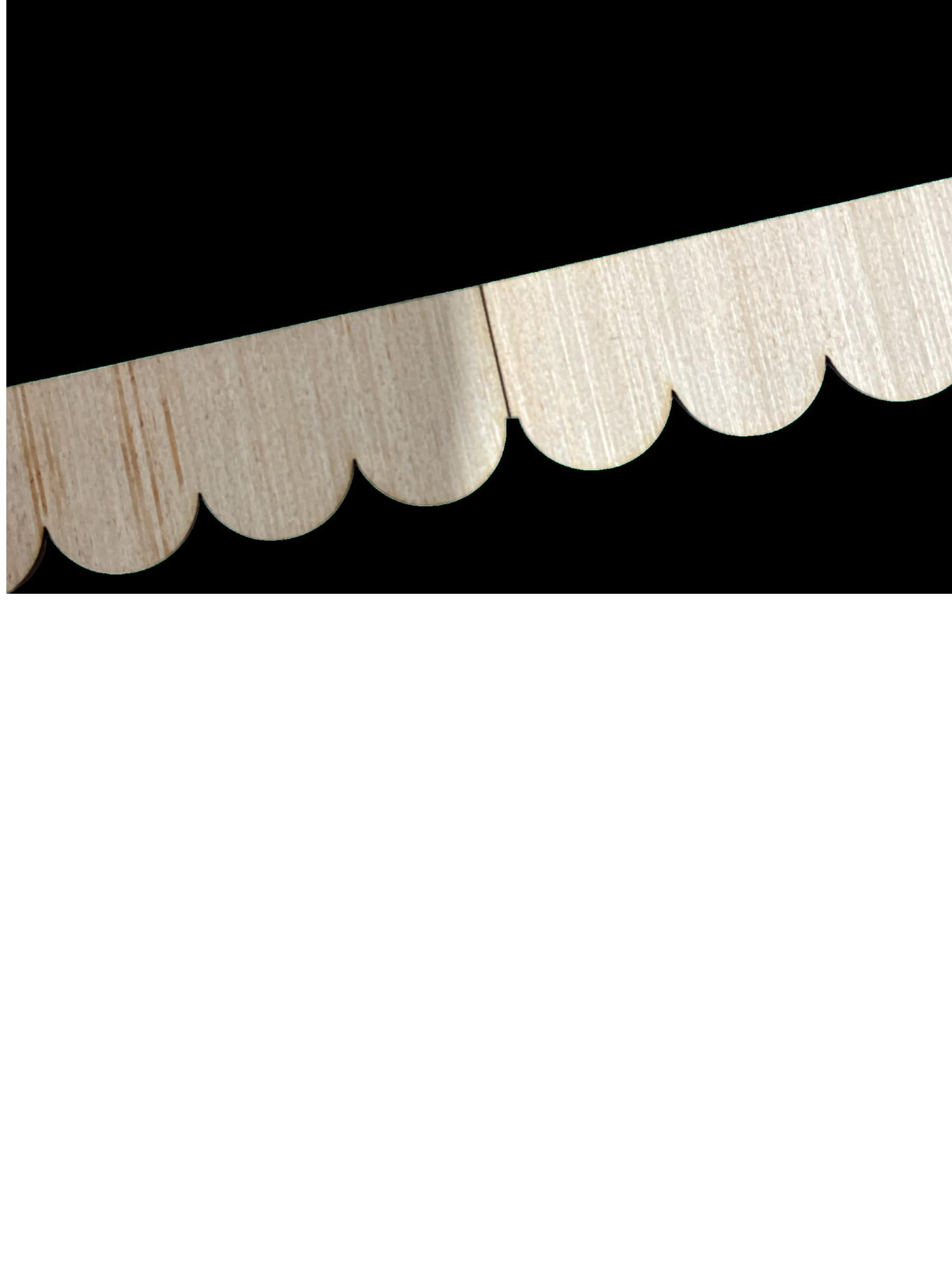 Laser-Cut Scalloped Birch Plywood Trim: DIY Wall Decor, 6 Pieces