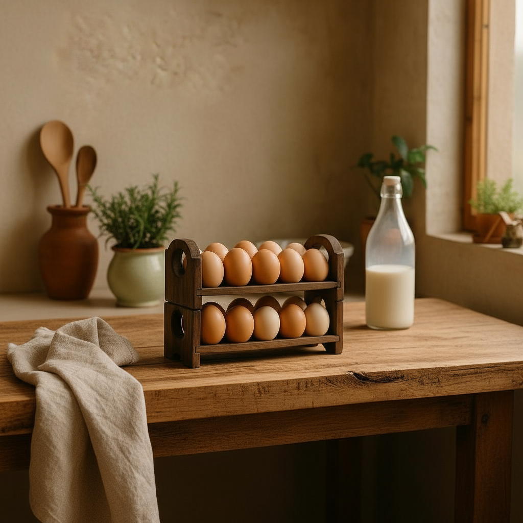 Egg Bed Tray in Rustic Kitchen Setting