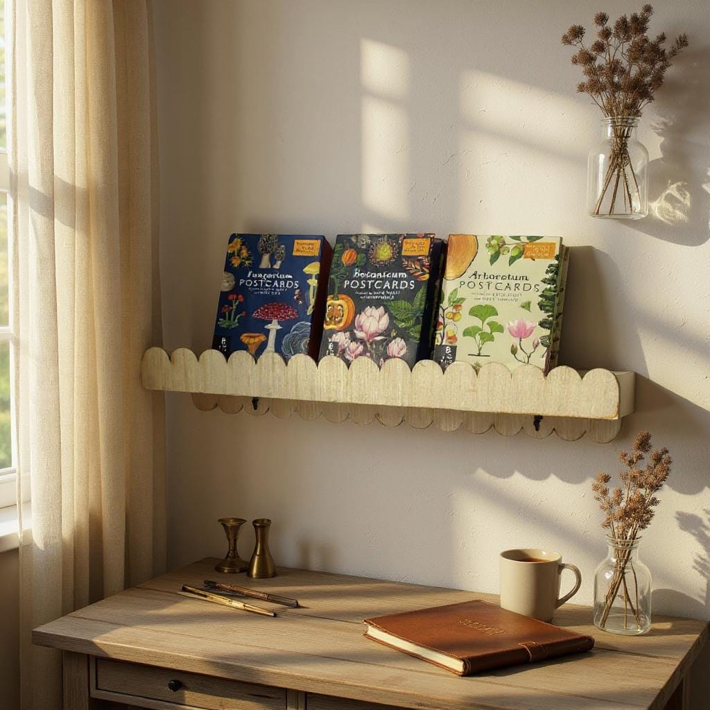 Scalloped floating Shelf: Nursery Bookshelf, Reversible, "Flip-able"